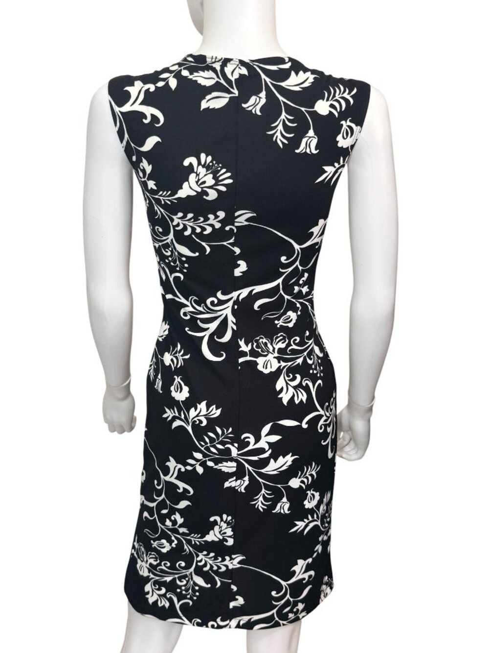 VTG Charlotte Russe Y2K Floral Bodycon Dress S Black White Slinky Midi USA Made - Picture 2 of 7